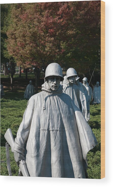 Rifle Wood Print featuring the photograph Korean War Memorial soldiers in Washingon, DC #1 by Code6d