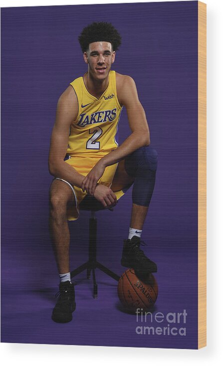 Media Day Wood Print featuring the photograph Lonzo Ball by Aaron Poole