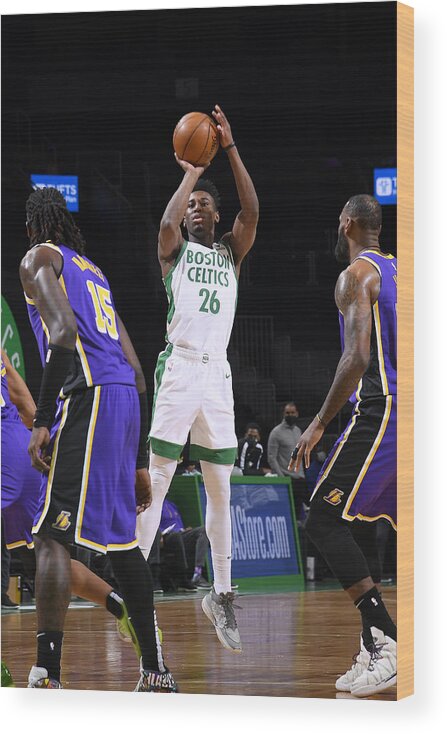 Aaron Nesmith Wood Print featuring the photograph Los Angeles Lakers v Boston Celtics #1 by Brian Babineau