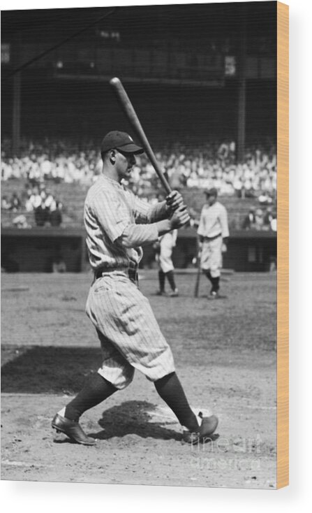 American League Baseball Wood Print featuring the photograph Lou Gehrig by Kidwiler Collection