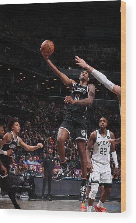 Nba Pro Basketball Wood Print featuring the photograph Milwaukee Bucks v Brooklyn Nets #1 by Nathaniel S. Butler
