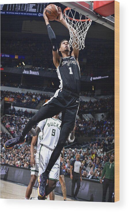 Sports Ball Wood Print featuring the photograph Milwaukee Bucks v San Antonio Spurs #1 by Logan Riely