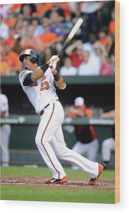 American League Baseball Wood Print featuring the photograph Nelson Cruz by Greg Fiume