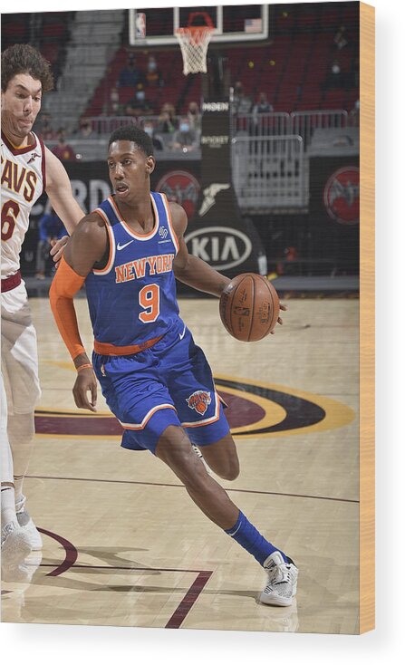 Rj Barrett Wood Print featuring the photograph New York Knicks v Cleveland Cavaliers by David Liam Kyle