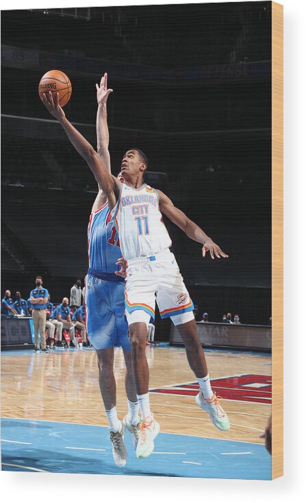 Theo Maledon Wood Print featuring the photograph Oklahoma City Thunder v Brooklyn Nets #1 by Nathaniel S. Butler