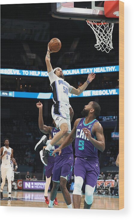 Cole Anthony Wood Print featuring the photograph Orlando Magic v Charlotte Hornets #1 by Brock Williams-Smith