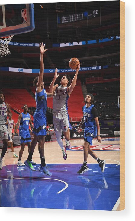 Killian Hayes Wood Print featuring the photograph Orlando Magic v Detroit Pistons #1 by Chris Schwegler