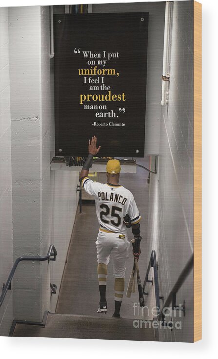 People Wood Print featuring the photograph Roberto Clemente and Gregory Polanco #1 by Justin Berl