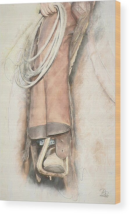 Chaps Wood Print featuring the photograph Saddle Up #1 by Debra Boucher