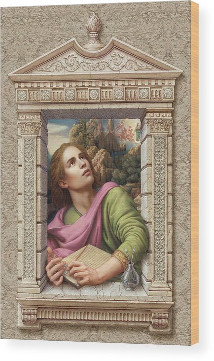 Christian Art Wood Print featuring the painting St. John of Patmos by Kurt Wenner