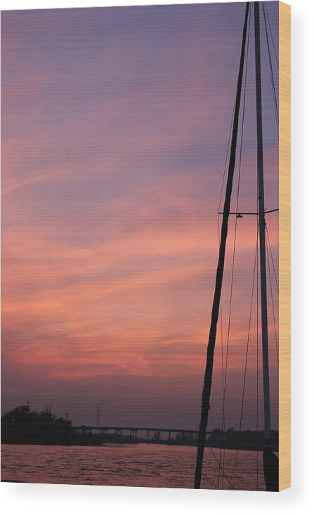 Uss North Carolina Wood Print featuring the photograph Sunset Silhouette #1 by Heather E Harman