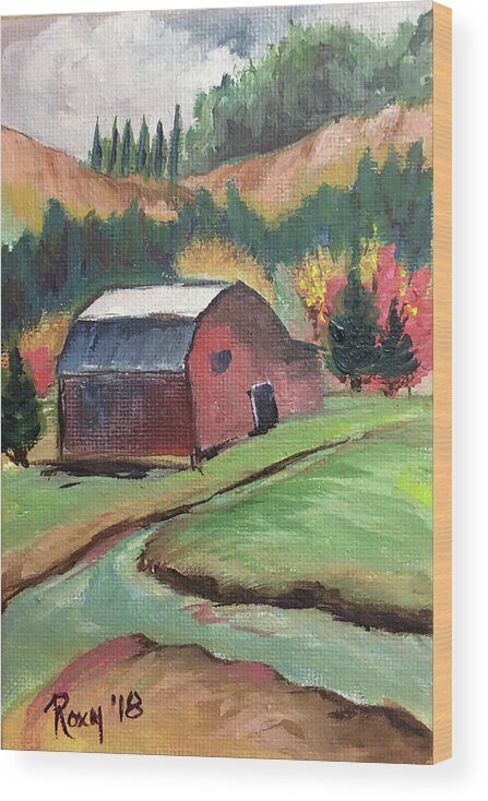 Barn Wood Print featuring the painting The Creek by Roxy Rich