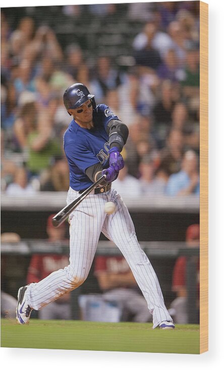 National League Baseball Wood Print featuring the photograph Troy Tulowitzki by Dustin Bradford