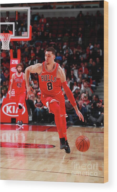 Chicago Bulls Wood Print featuring the photograph Zach Lavine by Jeff Haynes