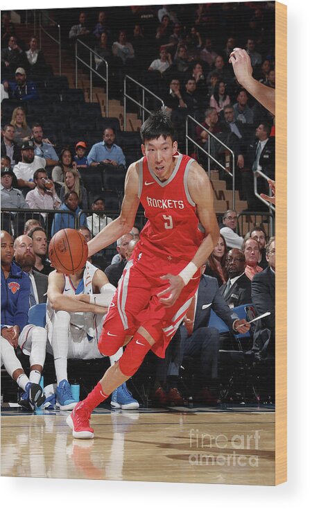 Nba Pro Basketball Wood Print featuring the photograph Zhou Qi by Nathaniel S. Butler