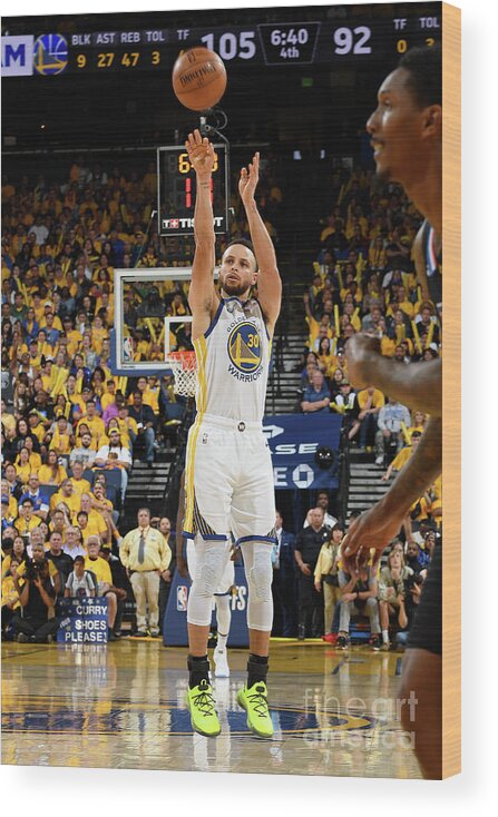 Stephen Curry Wood Print featuring the photograph Stephen Curry by Andrew D. Bernstein