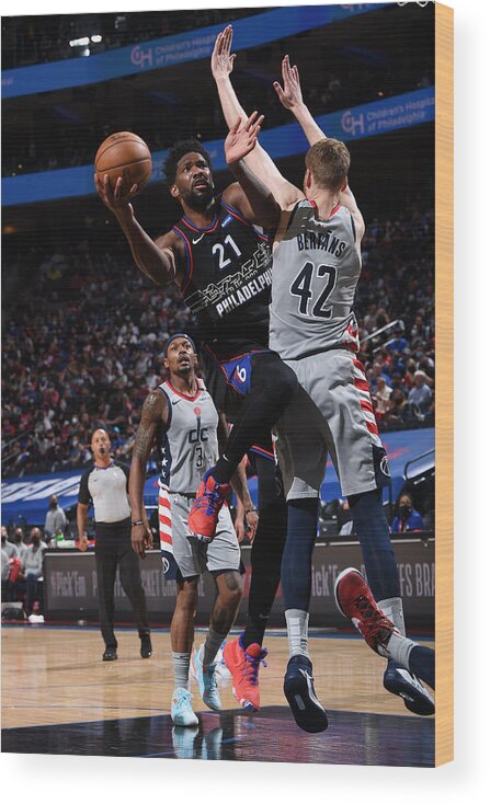 Playoffs Wood Print featuring the photograph Joel Embiid by David Dow