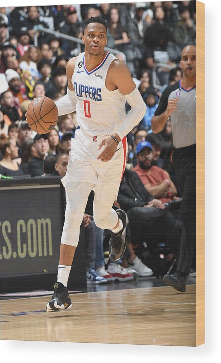 Russell Westbrook Wood Print featuring the photograph Russell Westbrook #11 by Andrew D. Bernstein