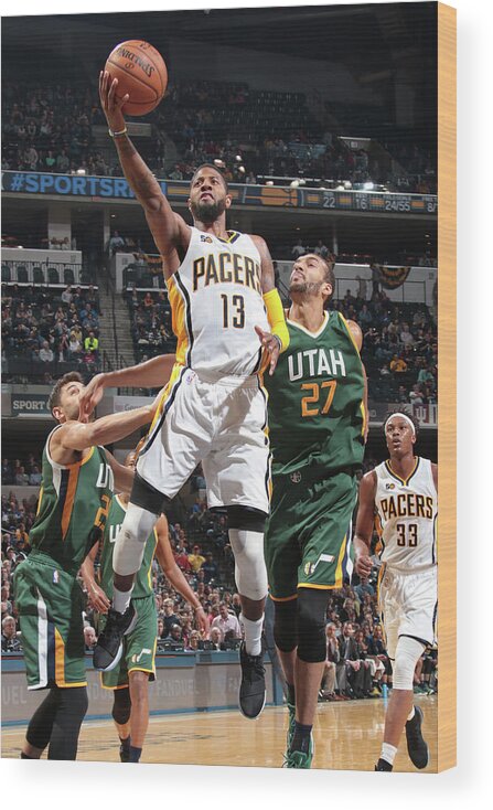 Nba Pro Basketball Wood Print featuring the photograph Paul George by Ron Hoskins