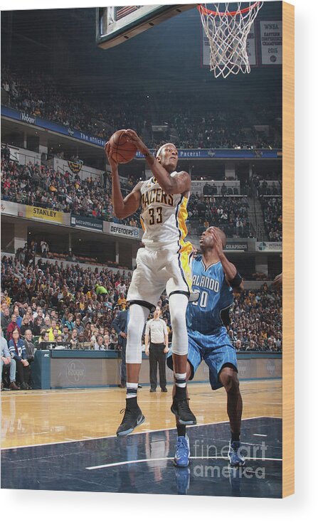 Myles Turner Wood Print featuring the photograph Myles Turner by Ron Hoskins