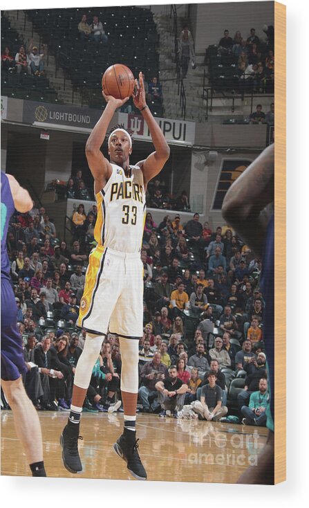Nba Pro Basketball Wood Print featuring the photograph Myles Turner by Ron Hoskins