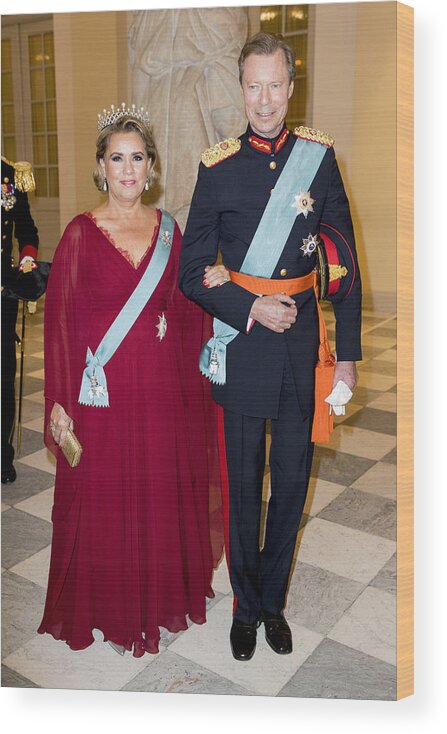 Event Wood Print featuring the photograph Crown Prince Frederik of Denmark Holds Gala Banquet At Christiansborg Palace #19 by Patrick van Katwijk