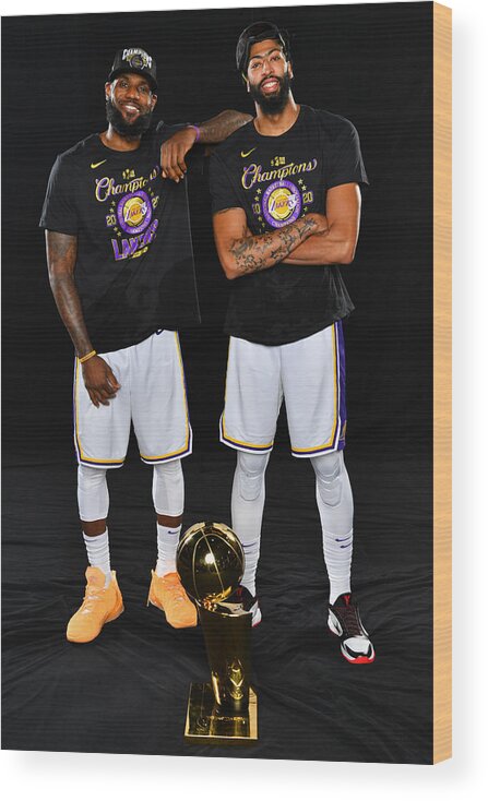 Lebron James Wood Print featuring the photograph Anthony Davis and Lebron James #2 by Jesse D. Garrabrant