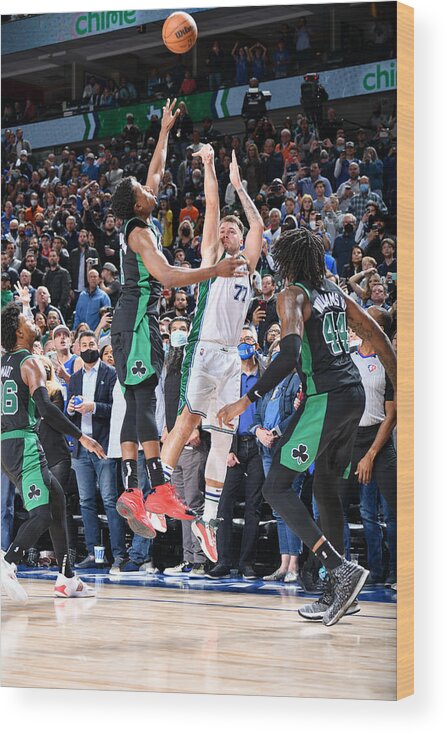 Nba Pro Basketball Wood Print featuring the photograph Boston Celtics v Dallas Mavericks by Glenn James