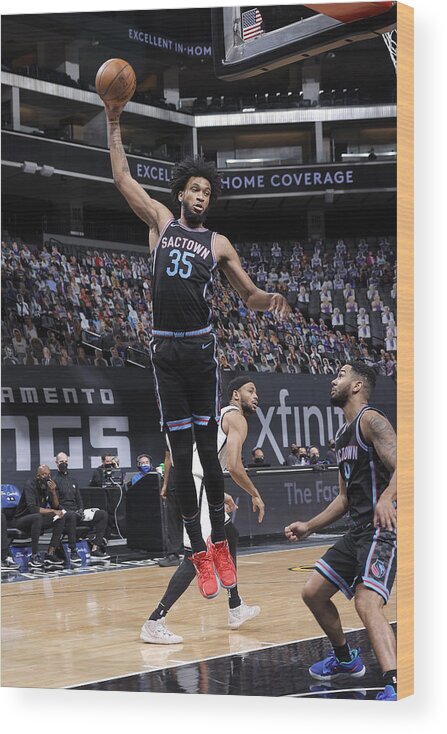 Marvin Bagley Iii Wood Print featuring the photograph Brooklyn Nets v Sacramento Kings #2 by Rocky Widner