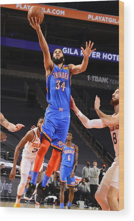 Kenrich Williams Wood Print featuring the photograph Oklahoma City Thunder v Phoenix Suns by Barry Gossage