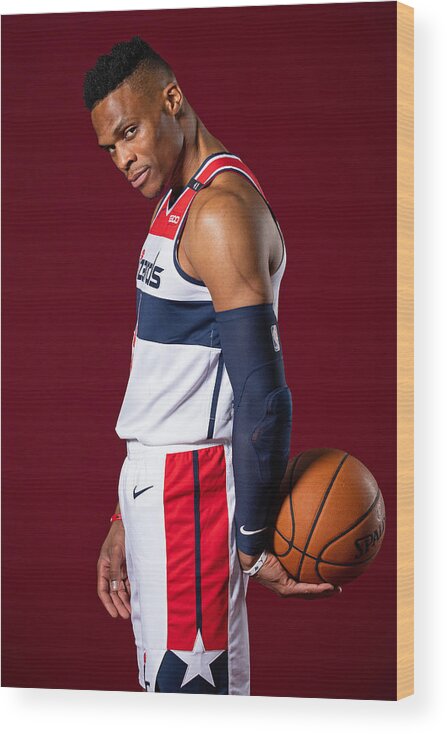 Media Day Wood Print featuring the photograph Russell Westbrook by Stephen Gosling