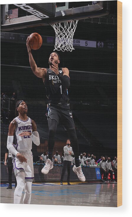 Nba Pro Basketball Wood Print featuring the photograph Sacramento Kings v Brooklyn Nets by Nathaniel S. Butler