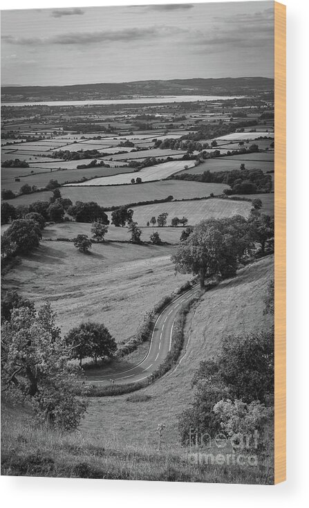 Britain Wood Print featuring the photograph Scenic Cotswolds - Patchwork fields, winding road #2 by Seeables Visual Arts