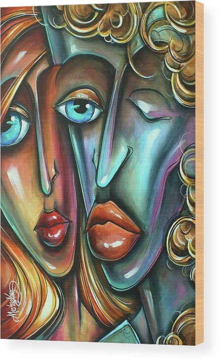 Urban Expression Wood Print featuring the painting Together by Michael Lang