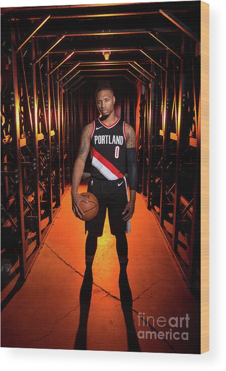 Media Day Wood Print featuring the photograph Damian Lillard by Sam Forencich