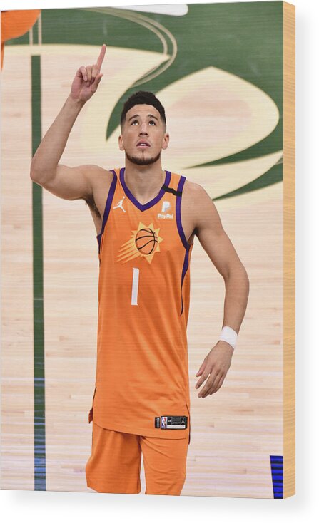 Playoffs Wood Print featuring the photograph Devin Booker by Barry Gossage