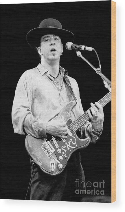 Guitarist Wood Print featuring the photograph Stevie Ray Vaughan #20 by Concert Photos