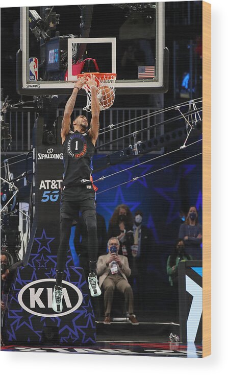 Obi Toppin Wood Print featuring the photograph 2021 NBA All-Star - AT&T Slam Dunk Contest by Joe Murphy