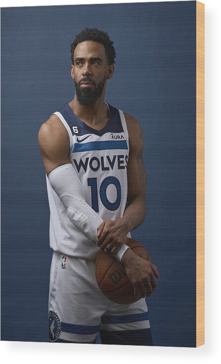Mike Conley Wood Print featuring the photograph 2022-23 Minnesota Timberwolves Media Day by David Sherman
