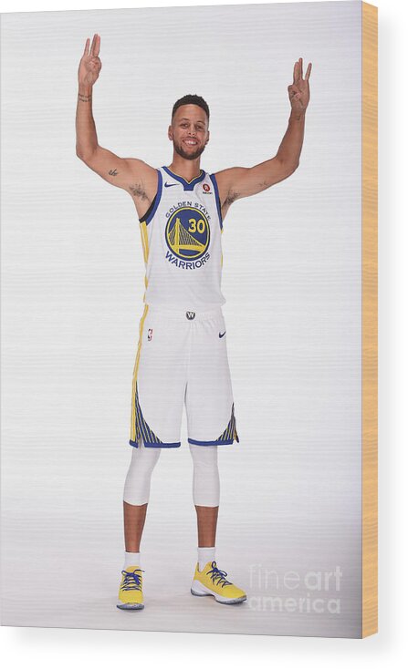 Media Day Wood Print featuring the photograph Stephen Curry by Noah Graham