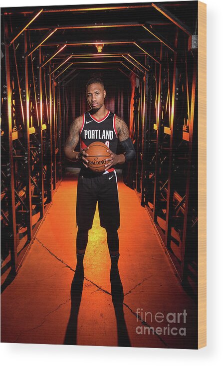 Media Day Wood Print featuring the photograph Damian Lillard by Sam Forencich