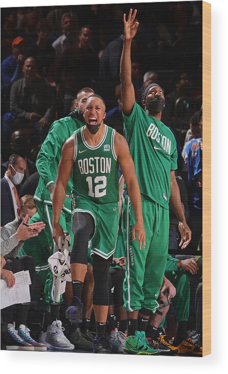 Nba Pro Basketball Wood Print featuring the photograph Boston Celtics v New York Knicks by Nathaniel S. Butler