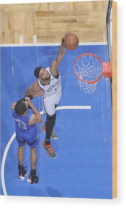 Nba Pro Basketball Wood Print featuring the photograph Brooklyn Nets v Orlando Magic by Fernando Medina