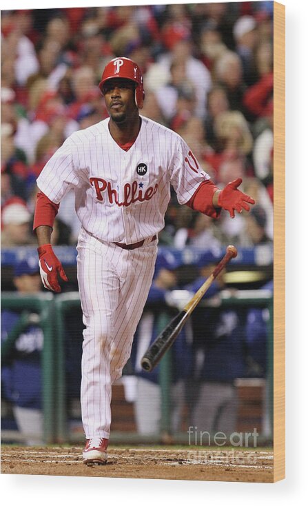 Playoffs Wood Print featuring the photograph Jimmy Rollins by Nick Laham