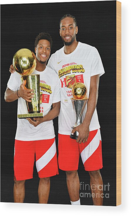 Kyle Lowry Wood Print featuring the photograph Kawhi Leonard and Kyle Lowry #3 by Jesse D. Garrabrant