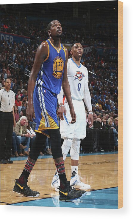 Russell Westbrook Wood Print featuring the photograph Kevin Durant and Russell Westbrook #3 by Layne Murdoch
