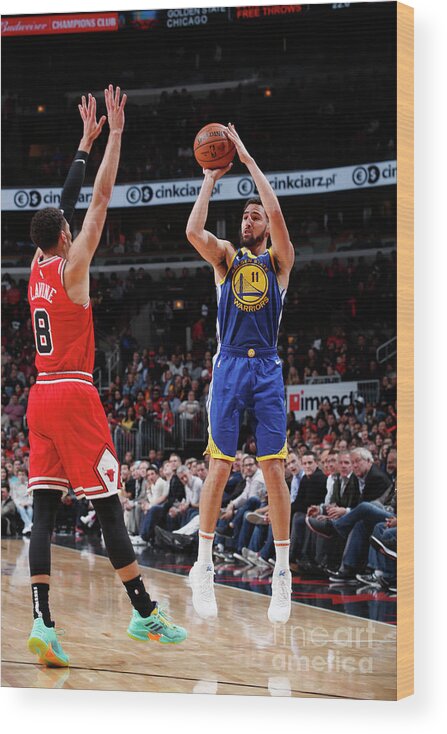 Klay Thompson Wood Print featuring the photograph Klay Thompson by Jeff Haynes
