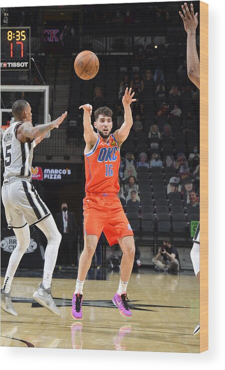 Nba Pro Basketball Wood Print featuring the photograph Oklahoma City Thunder vs. San Antonio Spurs by Logan Riely