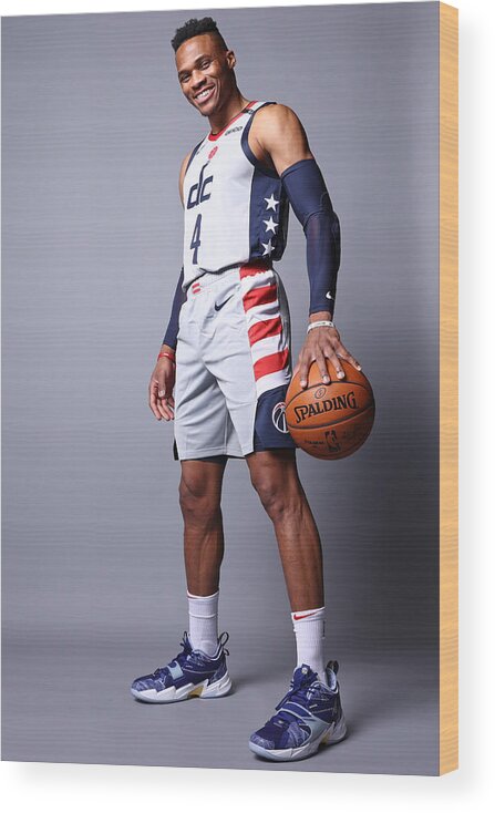 Media Day Wood Print featuring the photograph Russell Westbrook by Ned Dishman