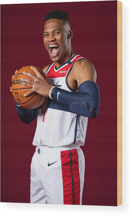 Media Day Wood Print featuring the photograph Russell Westbrook by Stephen Gosling